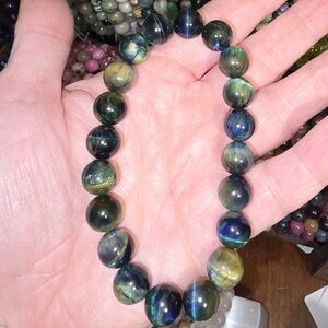 AAA Tigers Eye Bracelet Blue Green